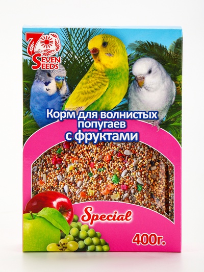 УЦЕНКА Корм Seven Seeds Special для волнистых попугаев, с фруктами, 400 г