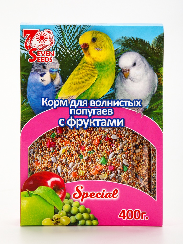 УЦЕНКА Корм Seven Seeds Special для волнистых попугаев, с фруктами, 400 г - Фото 1