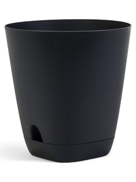 Горшок для цветов «Гранд», 2 л, d=14.5 см, h=15 см, пластиковый, с прикорневым поливом, графитовый (комплект 2 шт)