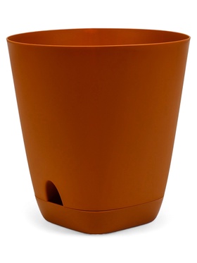 Горшок для цветов «Гранд», 8 л, d=24 см, h=25 см, пластиковый, с прикорневым поливом, коричневый