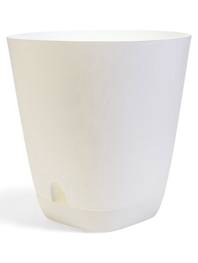 Горшок для цветов «Гранд», 28 л, d=37 см, h=38 см, пластиковый, с прикорневым поливом, белый