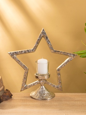 Подсвечник со стеклом «Звезда», 28×10.5×29.5 см, алюминий