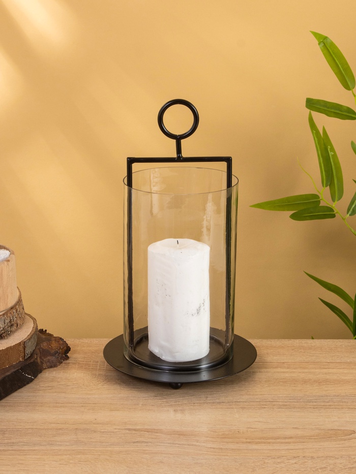 Подсвечник со стеклом «Гейт», 18×18×29 см, алюминий