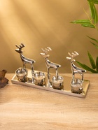 Подсвечник на 4 свечи «Трио оленей», 30×9×15 см, алюминий - Фото 3