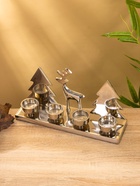 Подсвечник на 4 свечи «Рудольф и ёлки», 30×9×15 см, алюминий - Фото 3