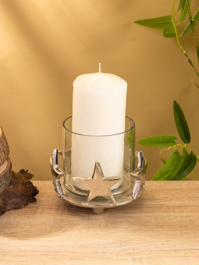 Подсвечник со стеклом «Созвездие», 11×11×12 см, алюминий