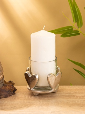 Подсвечник со стеклом «Сердце», 10×10×10 см, алюминий