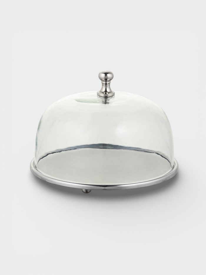 Тортовница со стеклянной крышкой, 20.5×20.5×16 см, нержавеющая сталь - Фото 1