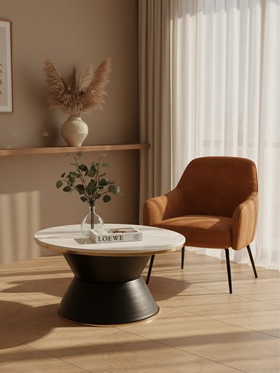 Столик журнальный «Флэт Уайт», 92×70×44 см, железо, мрамор