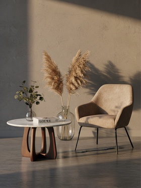 Столик журнальный «Милки», 76×76×46.5 см, дерево, мрамор