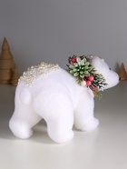 Фигурка «Белый мишка с еловым венком в бусинках», 13×23×13 см - Фото 2