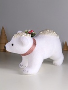 Фигурка «Белый мишка с еловым венком в бусинках», 13×23×13 см - Фото 4