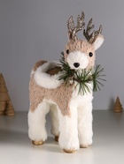 Фигурка «Оленёнок с золотистыми рожками, с еловым венком», 18×10×28 см - Фото 1