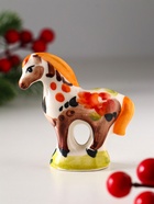 Фигурка фарфор «Лошадь стоящая», 7?7 см, гжель, цветной (комплект 5 шт) - фото 53767217