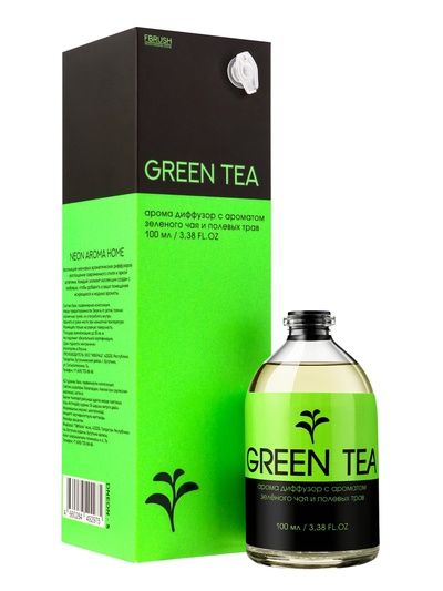 Диффузор ароматический NEON GREEN TEA, с палочками, аромат зелёного чая, для дома, 100 мл