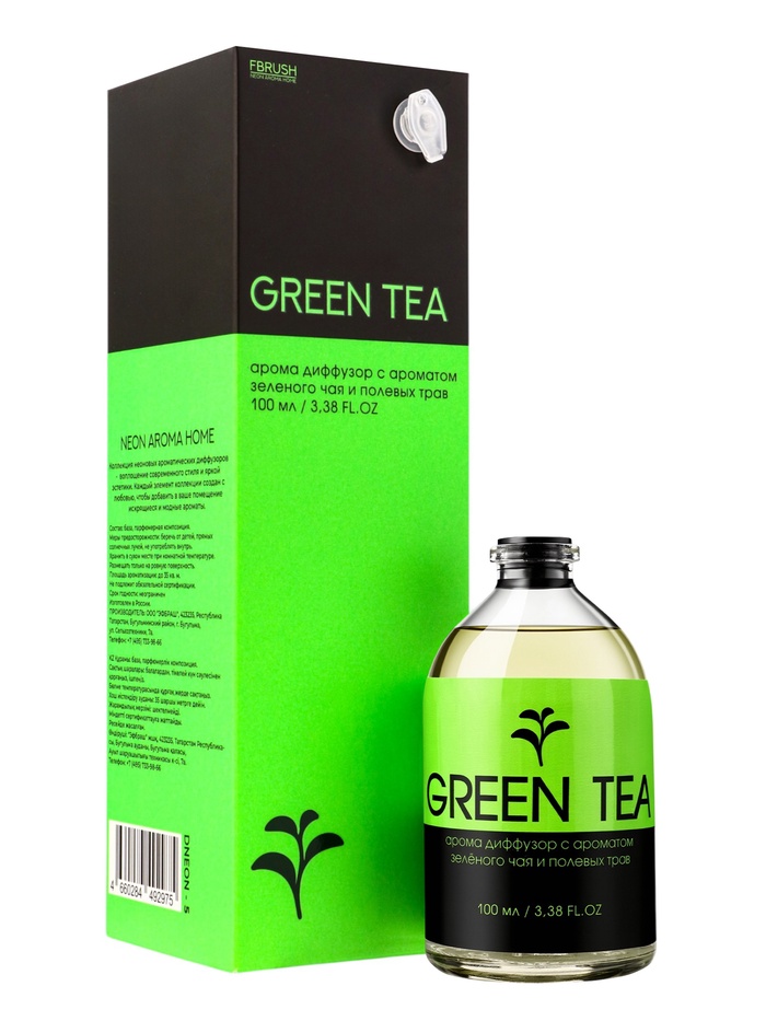 Диффузор ароматический NEON GREEN TEA, с палочками, аромат зелёного чая, для дома, 100 мл - Фото 1