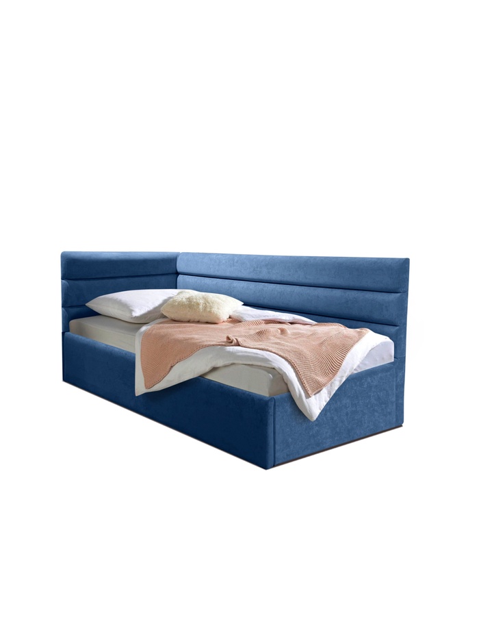 Кровать подростковая «Фрейм Модерн», левая, с подъёмным механизмом, спальное место 900×2000 мм, ткань барон 15, цвет синий - Фото 1