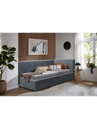 Кровать подростковая «Фрейм Страйп», правая, с подъёмным механизмом, спальное место 900×2000 мм, ткань вивальди 34, цвет графит - фото 122241756