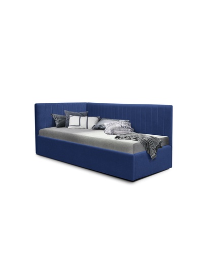 Кровать подростковая «Фрейм Страйп», левая, с подъёмным механизмом, спальное место 900×2000 мм, ткань барон 15, цвет синий