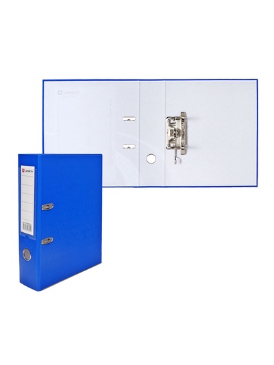 УЦЕНКА Папка-регистратор А4 75 мм Calligrata синяя, мет.уголок, карман, собран