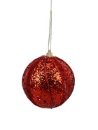 Ёлочный шар новогодний d=8 см «Карнавал» полосы, блеск, красный 10870278