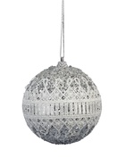 Ёлочный шар новогодний d=8 см «Карнавал» роскошь, серебристо-белый - Фото 2