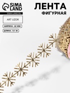 Лента декоративная, фигурная «Золотистые снежинки» 22 мм, 9.1 м±0.5 м - Фото 1