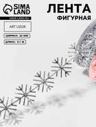 Лента декоративная, фигурная «Серебристые снежинки» 22 мм, 9.1 м±0.5 м - Фото 1