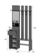 Прихожая «Денвер», 1001×348×1999 мм, цвет графит - Фото 2
