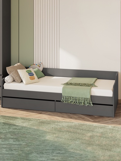Кровать односпальная «Денвер», 2 ящика, с основанием, 2032×940×600 мм, цвет графит