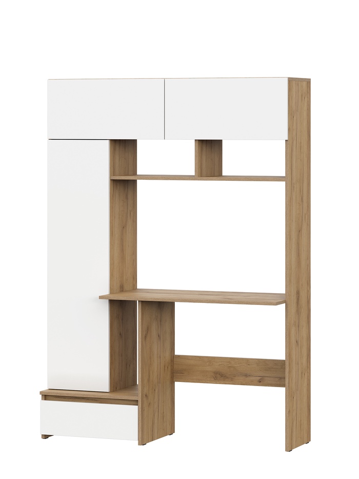 Стол компьютерный «Некст 1», 1317×366×1853 мм, цвет дуб золотой/белый - Фото 1