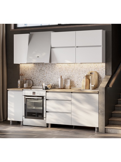 Кухня прямая «Токио», 1600×600×2140 мм, цвет белый