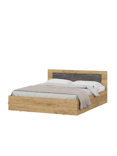 Кровать двуспальная «МСП», с основанием, 1634×2032×784 мм, цвет дуб золотой/камень