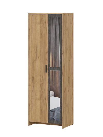 Шкаф прямой двухстворчатый «МСП», с зеркалом, 701×500×2094 мм, цвет дуб золотой/камень