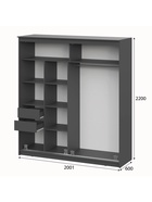 Шкаф – купе «Лайт» №25, 2001×600×2200 мм, цвет графит - Фото 2
