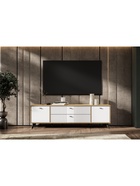 Тумба под ТВ «Милан», 2 ящика, 1801×401×526 мм, цвет белый/дуб золотой - фото 52334251