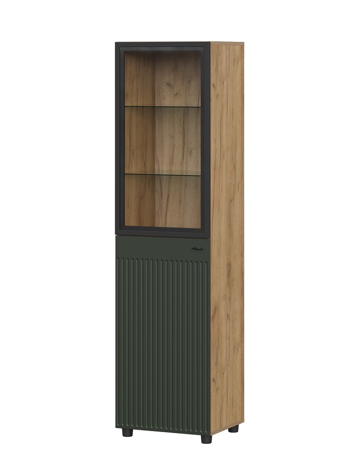 Пенал «Милан», со стеклом, 501×416×1914 мм, цвет олива/дуб золотой - Фото 1