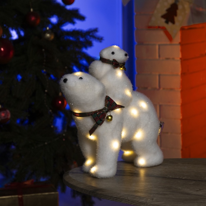 УЦЕНКА Фигура светодиодная «Медведь и медвежонок», 28 LED, 26×12×27 см, постоянное свечение, от батареек - Фото 1