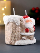 Подсвечник со свечами «Дед Мороз в бежевом кафтане», на 2 свечи, керамика, 7.5×5.5×6.5 см, МИКС - Фото 3