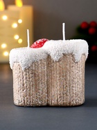 Подсвечник со свечами «Дед Мороз в бежевом кафтане», на 2 свечи, керамика, 7.5×5.5×6.5 см, МИКС - Фото 4