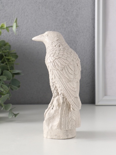 Фигурка гипс «Ворон на камне», 15.5×5.5×10 см, серая