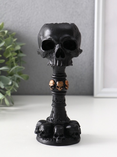 Подсвечник на 1 свечу «Череп на ножке», 16×6.5×7.5 см, чёрный