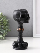 Подсвечник на 1 свечу «Череп на ножке», 16×6.5×7.5 см, чёрный - Фото 2