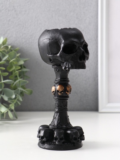 Подсвечник на 1 свечу «Череп на ножке», 16×6.5×7.5 см, чёрный