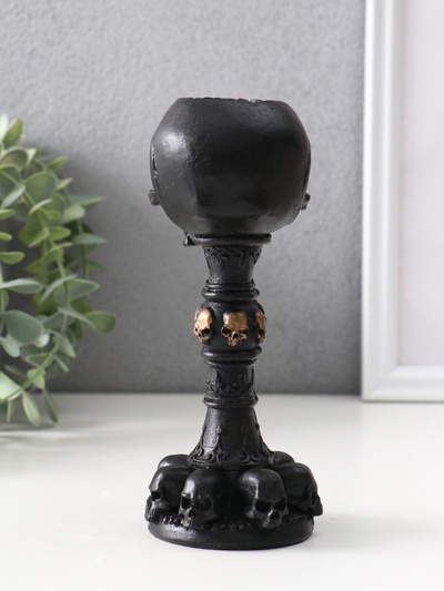 Подсвечник на 1 свечу «Череп на ножке», 16×6.5×7.5 см, чёрный