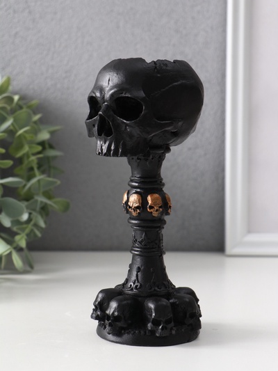 Подсвечник на 1 свечу «Череп на ножке», 16×6.5×7.5 см, чёрный
