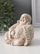 Фигурка гипс «Хотей с рыбой», 8.5×11×9 см, слоновая кость - фото 52746020