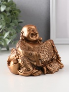 Фигурка гипс «Хотей с рыбой», 8.5×11×9 см, бронза - фото 52746022