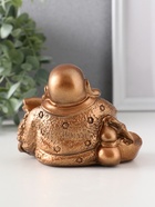 Фигурка гипс «Хотей с рыбой», 8.5×11×9 см, бронза - фото 52746023