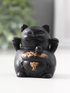 Фигура «Кот манэки-нэки», 5.5×5×5 см, чёрная - фото 17114993